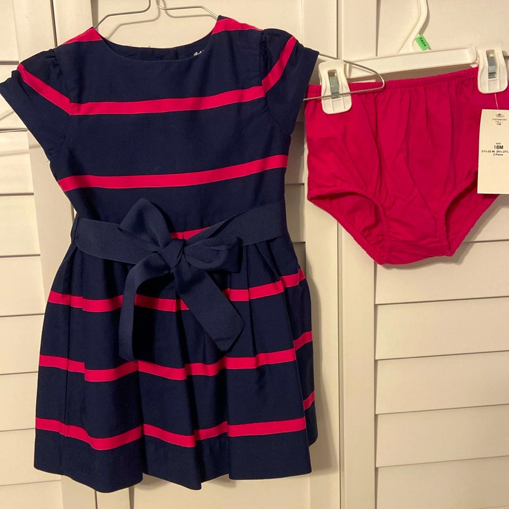 Ralph Lauren Navy & Pink Dress